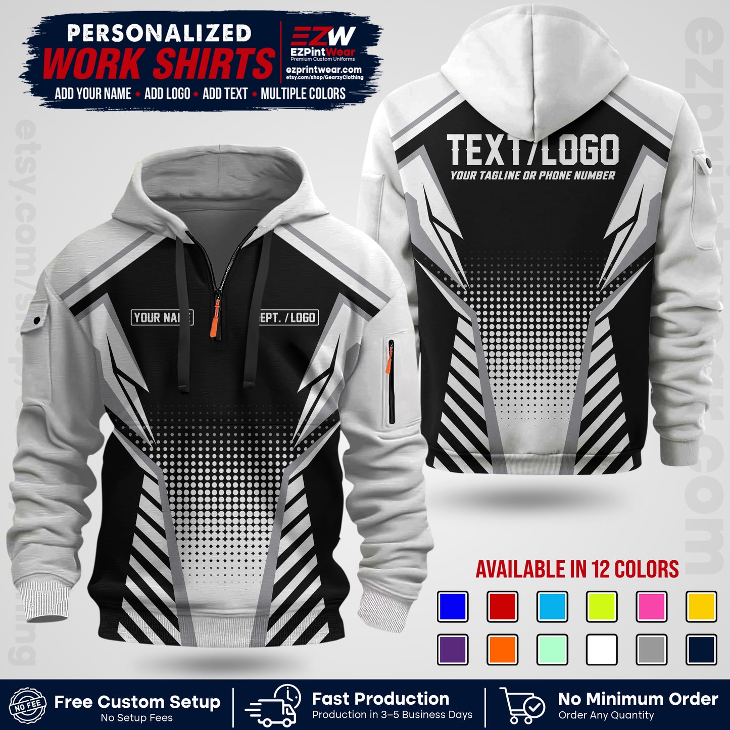 Custom All Over Print Work Uniform Shirt with Name, Logo & Text | Custom Hawaiian Shirt | Company Shirt | Employee Uniform UNF13