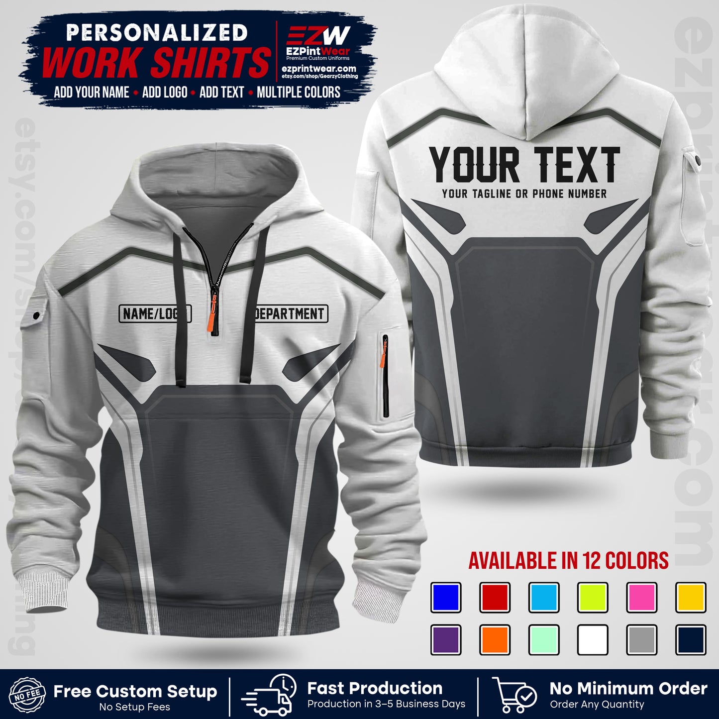 Custom All Over Print Work Uniform Shirt with Name, Logo & Text | Custom Hawaiian Shirt | Company Shirt | Employee Uniform UNF05