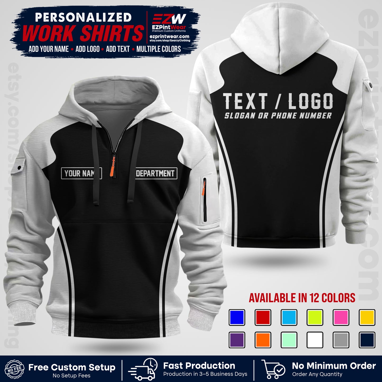 Custom All Over Print Work Uniform Shirt with Name, Logo & Text | Custom Hawaiian Shirt | Company Shirt | Employee Uniform UNF16