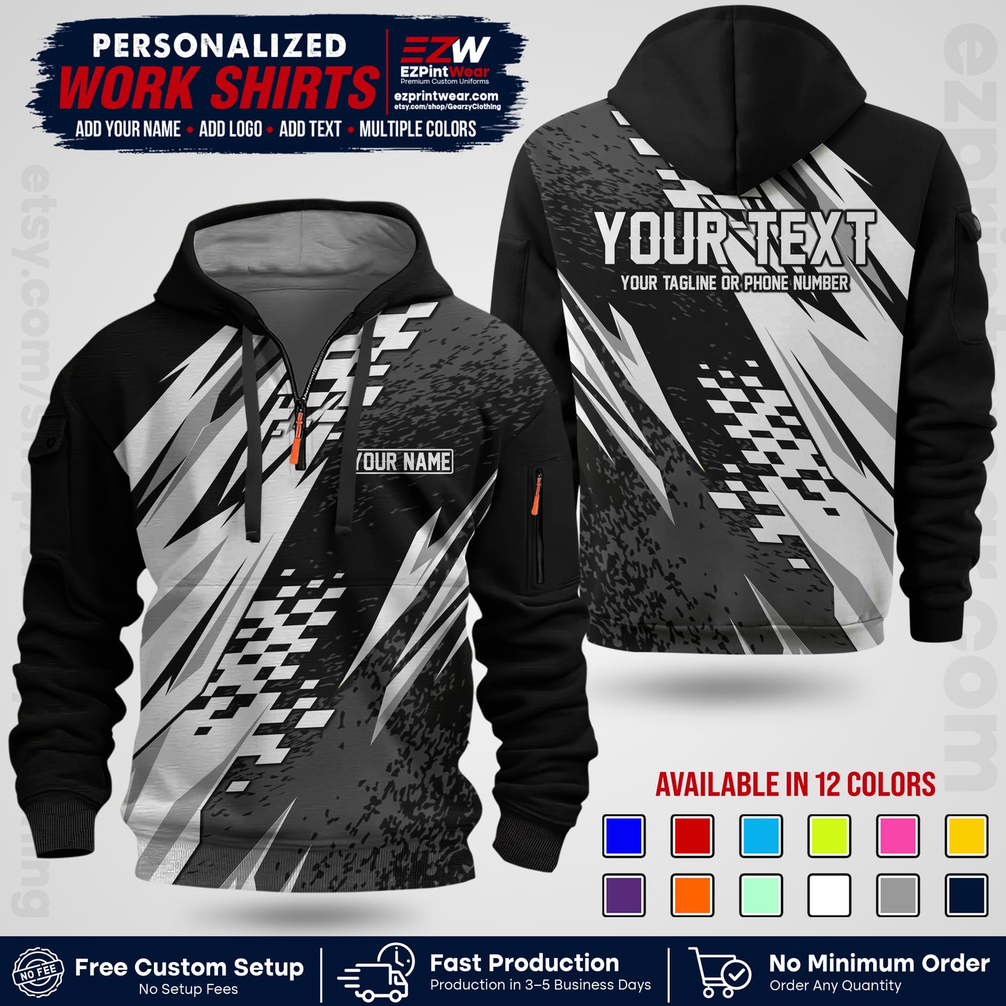Custom Racing Shirt with Name, Logo & Text | Race Team Uniform | Crew Apparel RC03