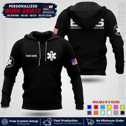 Custom EMS Shirt with Name, Logo & Text | EMS Team Uniform | First Responder Workwear EMSU01