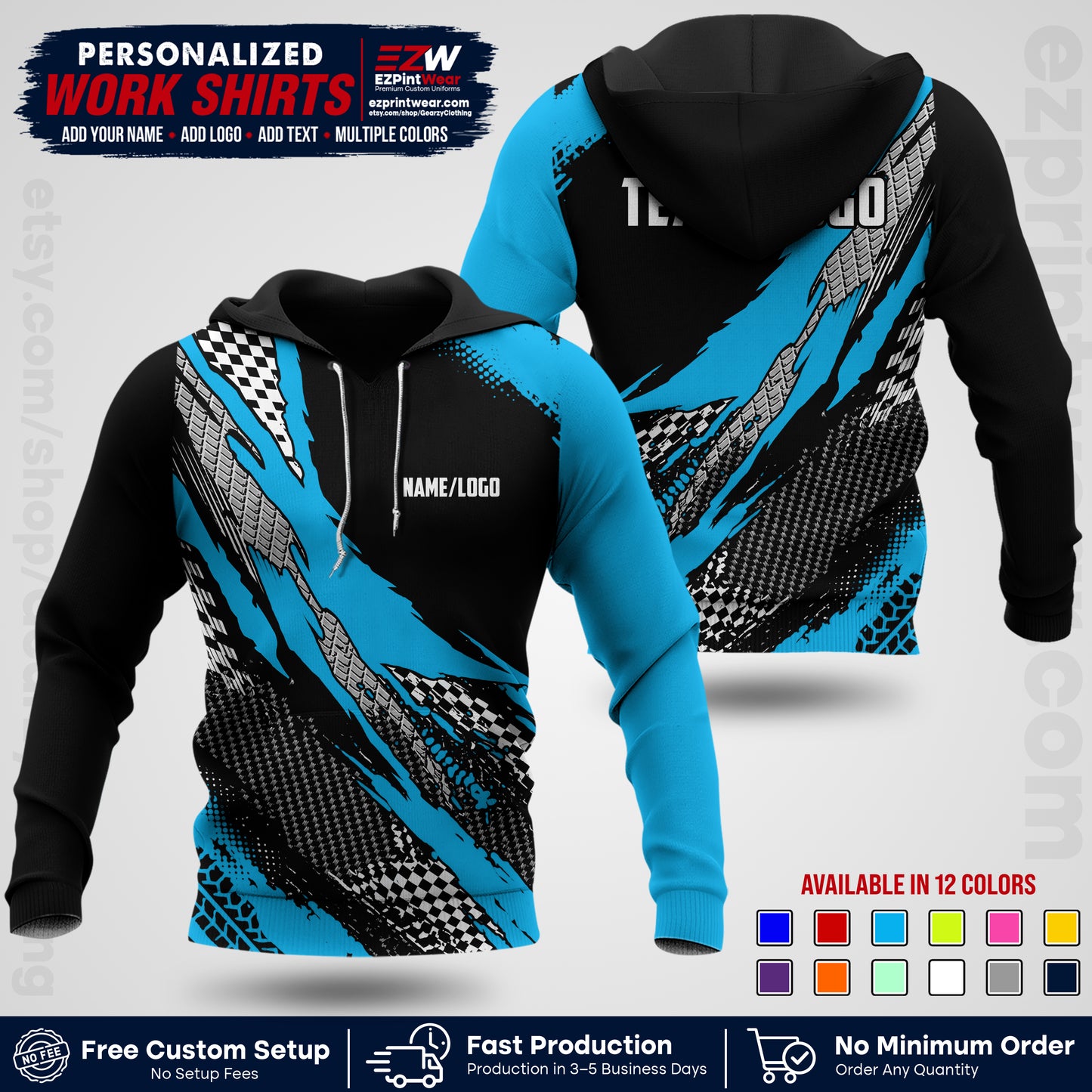 Custom Racing Shirt with Name, Logo & Text | Race Team Uniform | Crew Apparel RC05