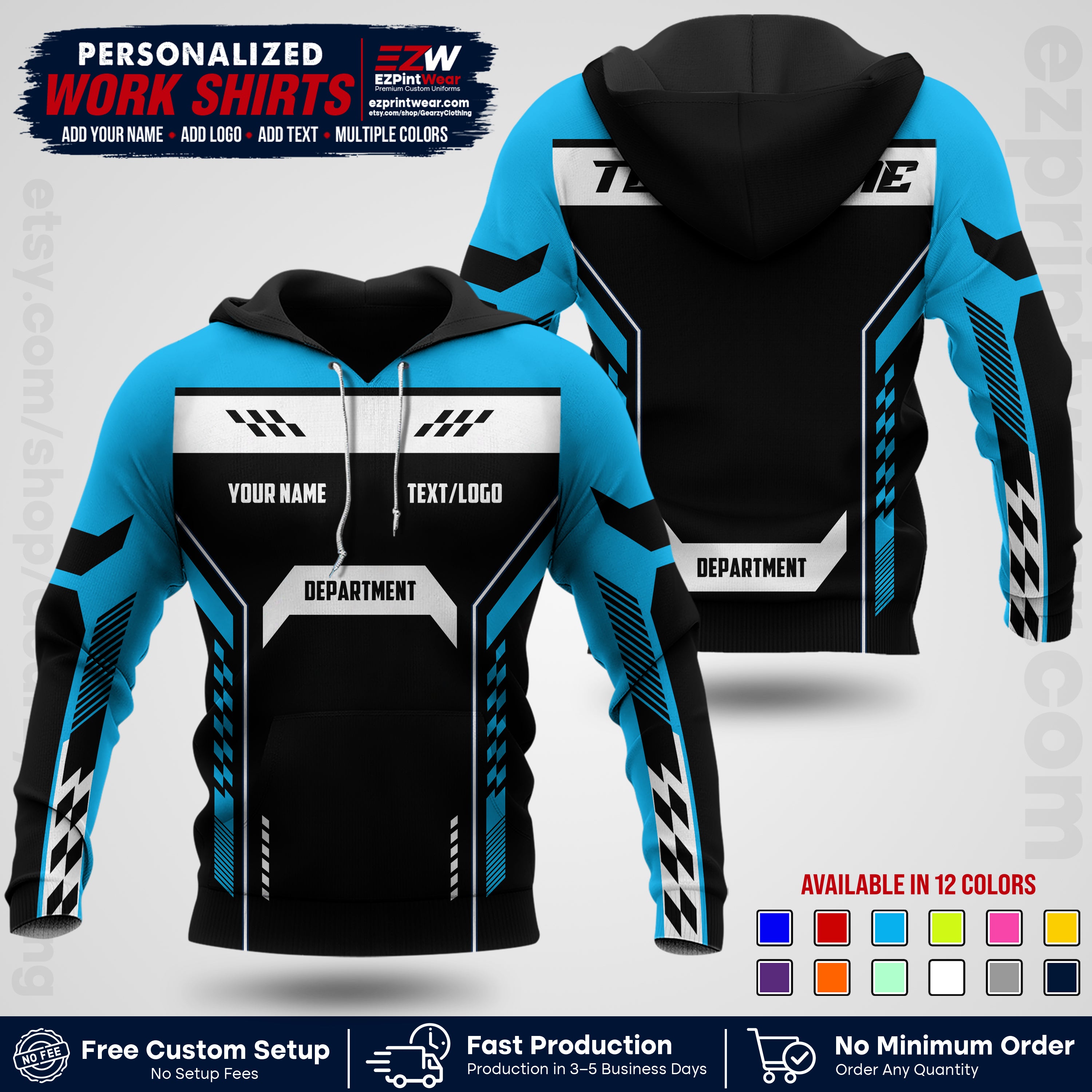 Custom All Over Print Work Uniform Shirt with Name, Logo & Text | Custom Hawaiian Shirt | Company Shirt | Employee Uniform UNF18