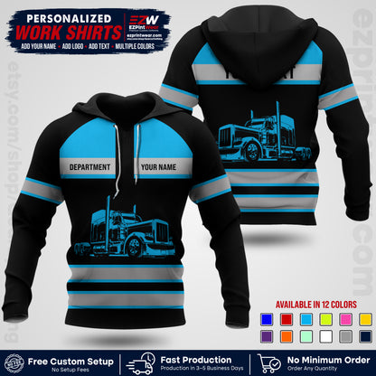 Personalized Truck Driver Workwear Uniform | Custom Safety Stripe Apparel | Non-Reflective Reflective Style Design TW02