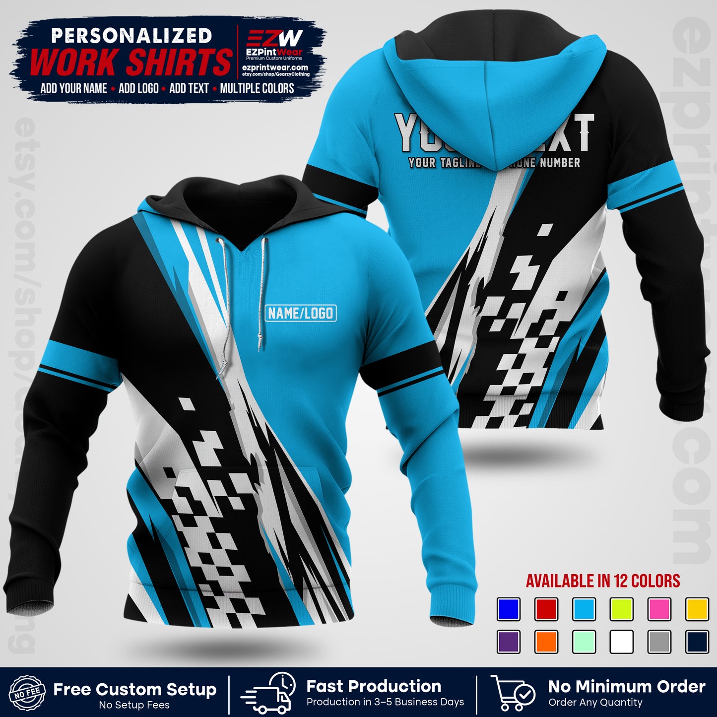 Custom Racing Shirt with Name, Logo & Text | Race Team Uniform | Crew Apparel RC04