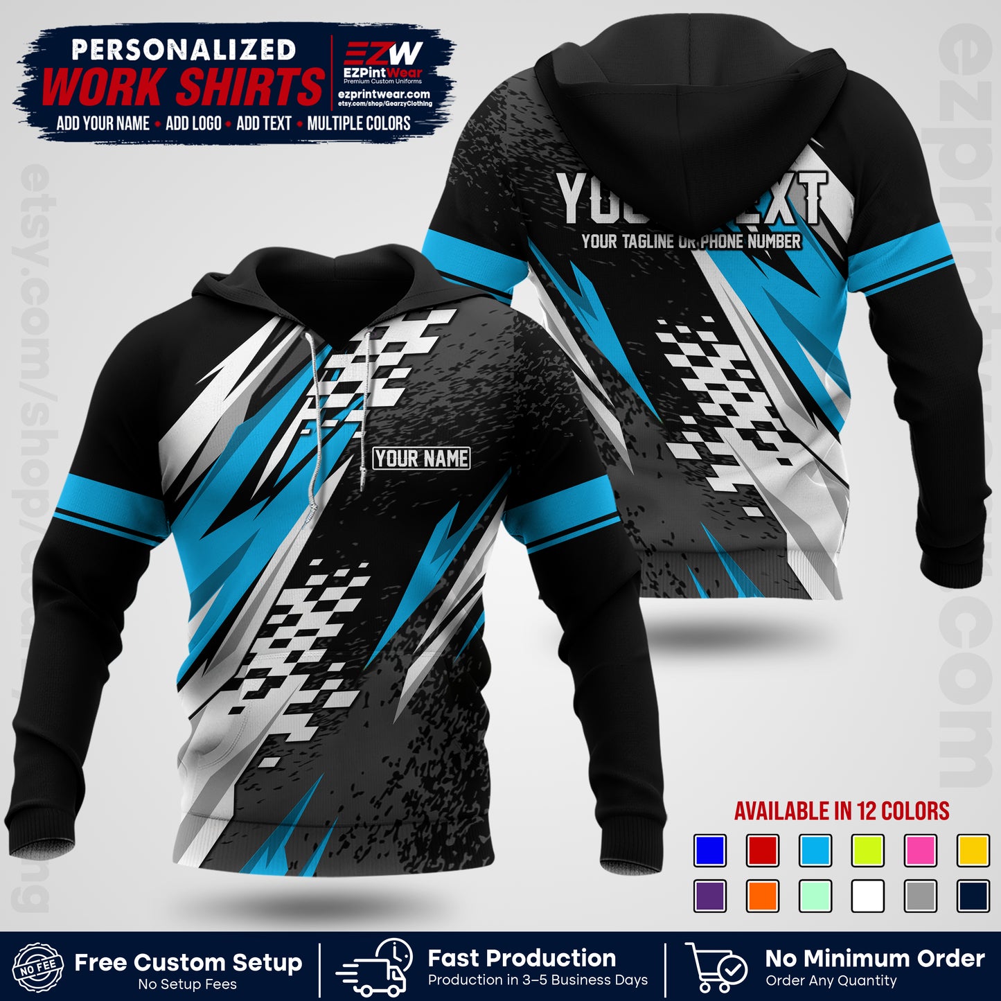 Custom Racing Shirt with Name, Logo & Text | Race Team Uniform | Crew Apparel RC03