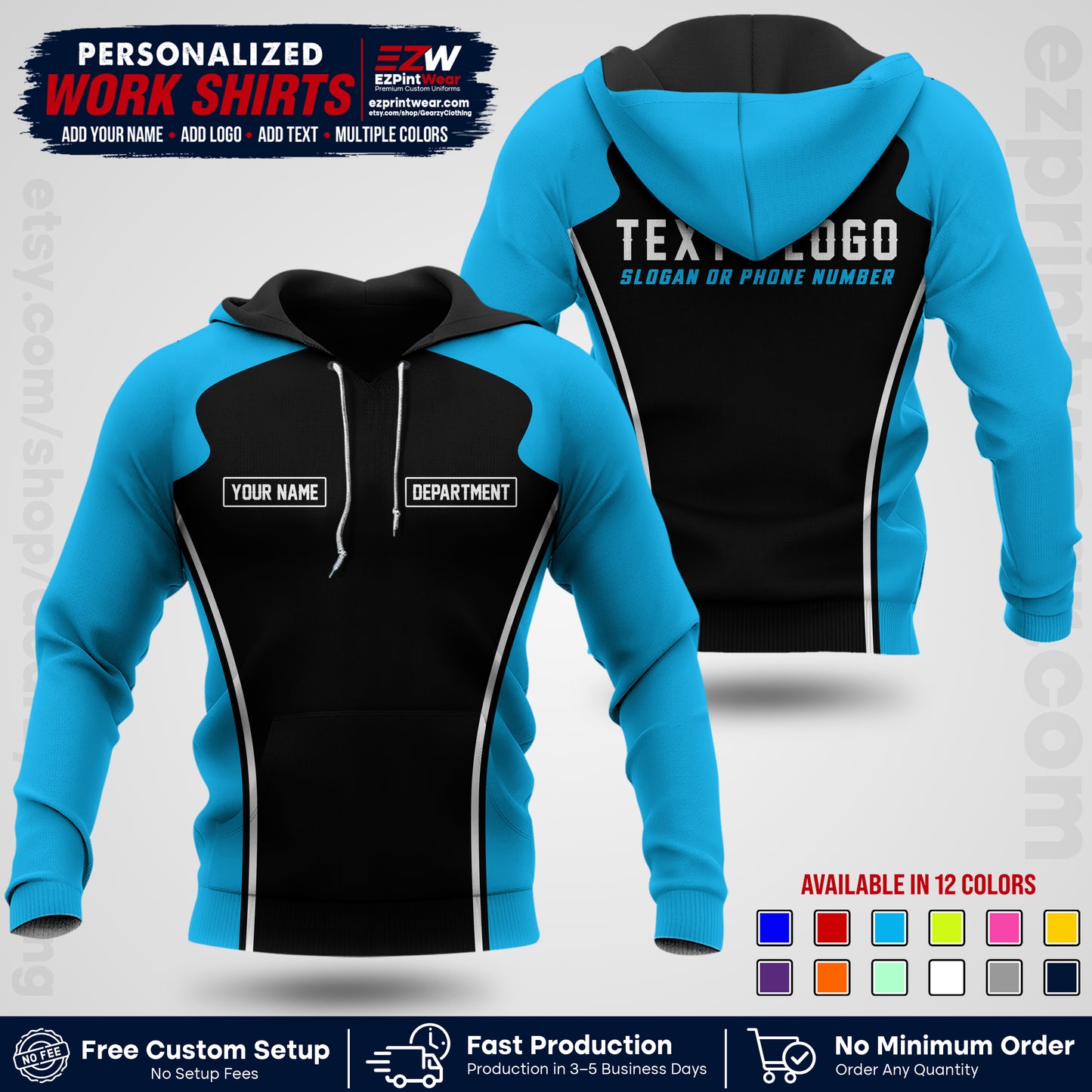 Custom All Over Print Work Uniform Shirt with Name, Logo & Text | Custom Hawaiian Shirt | Company Shirt | Employee Uniform UNF16