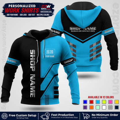 Custom All Over Print Work Uniform Shirt with Name, Logo & Text | Custom Hawaiian Shirt | Company Shirt | Employee Uniform UNF11