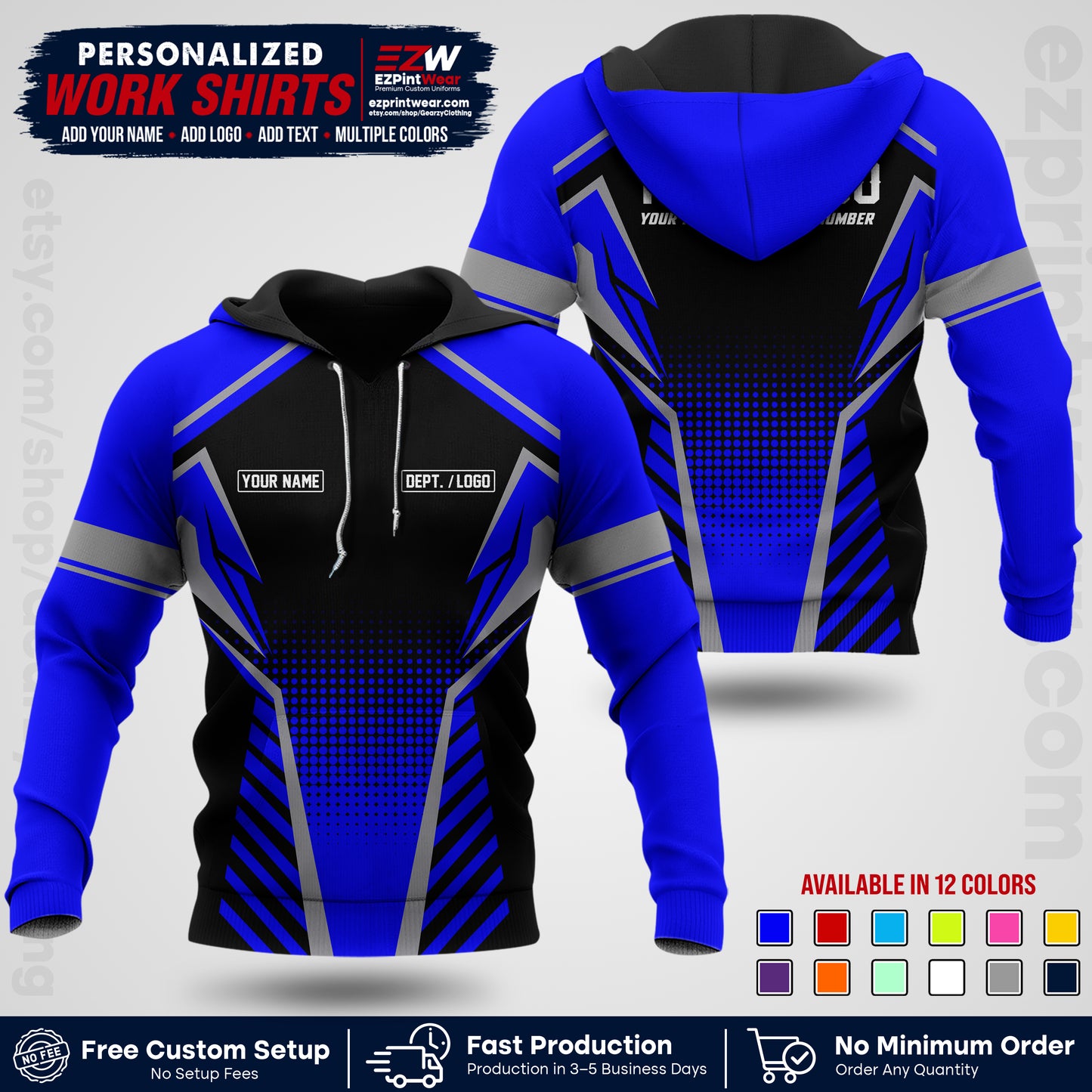 Custom All Over Print Work Uniform Shirt with Name, Logo & Text | Custom Hawaiian Shirt | Company Shirt | Employee Uniform UNF14
