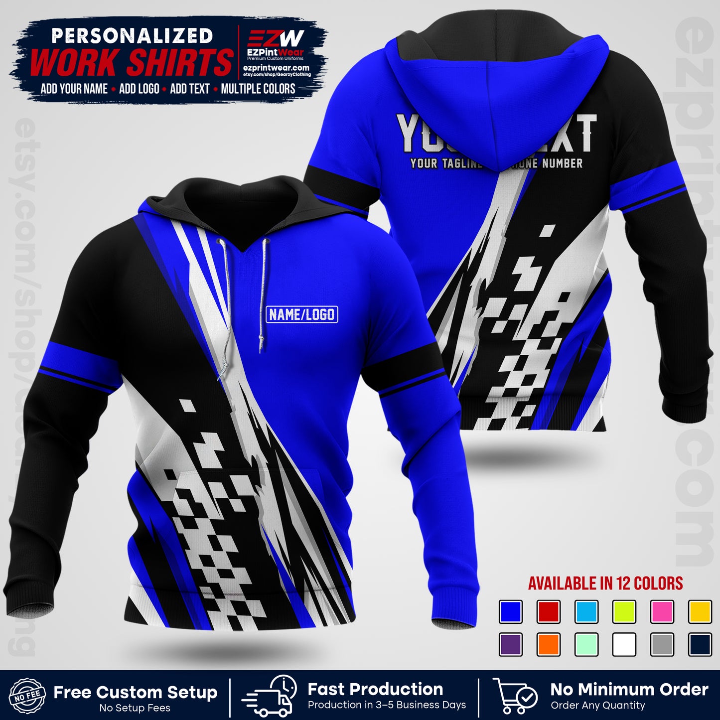 Custom Racing Shirt with Name, Logo & Text | Race Team Uniform | Crew Apparel RC04