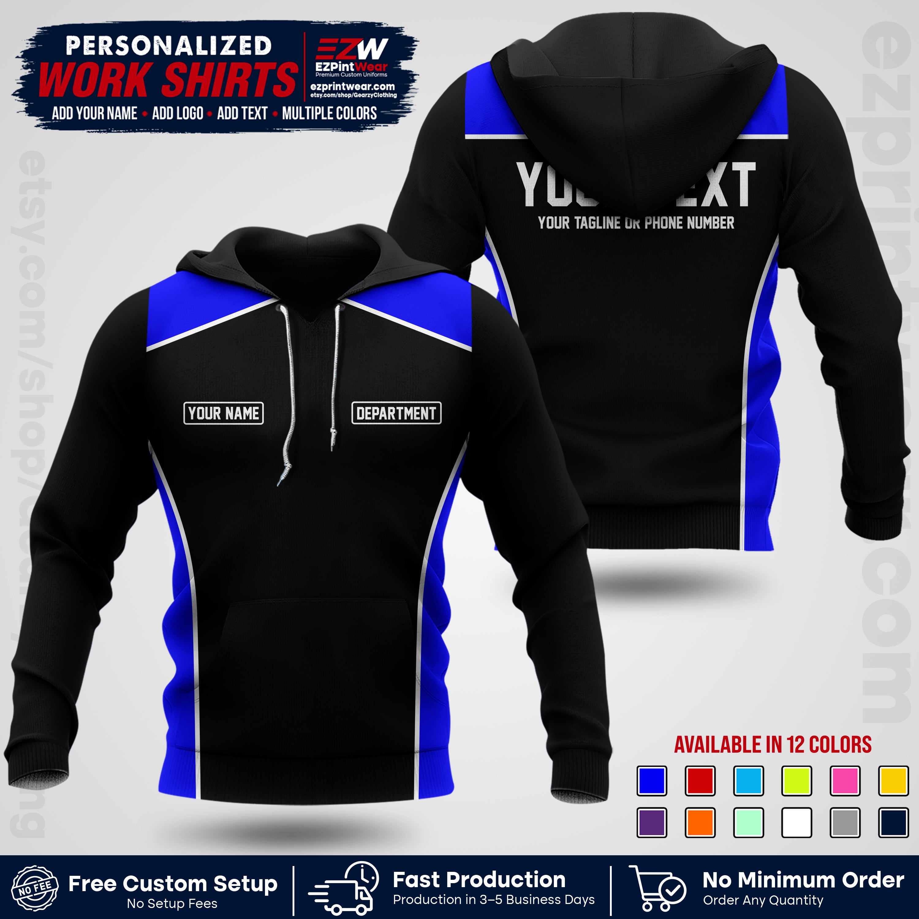 Custom All Over Print Work Uniform Shirt with Name, Logo & Text | Custom Hawaiian Shirt | Company Shirt | Employee Uniform UNF12