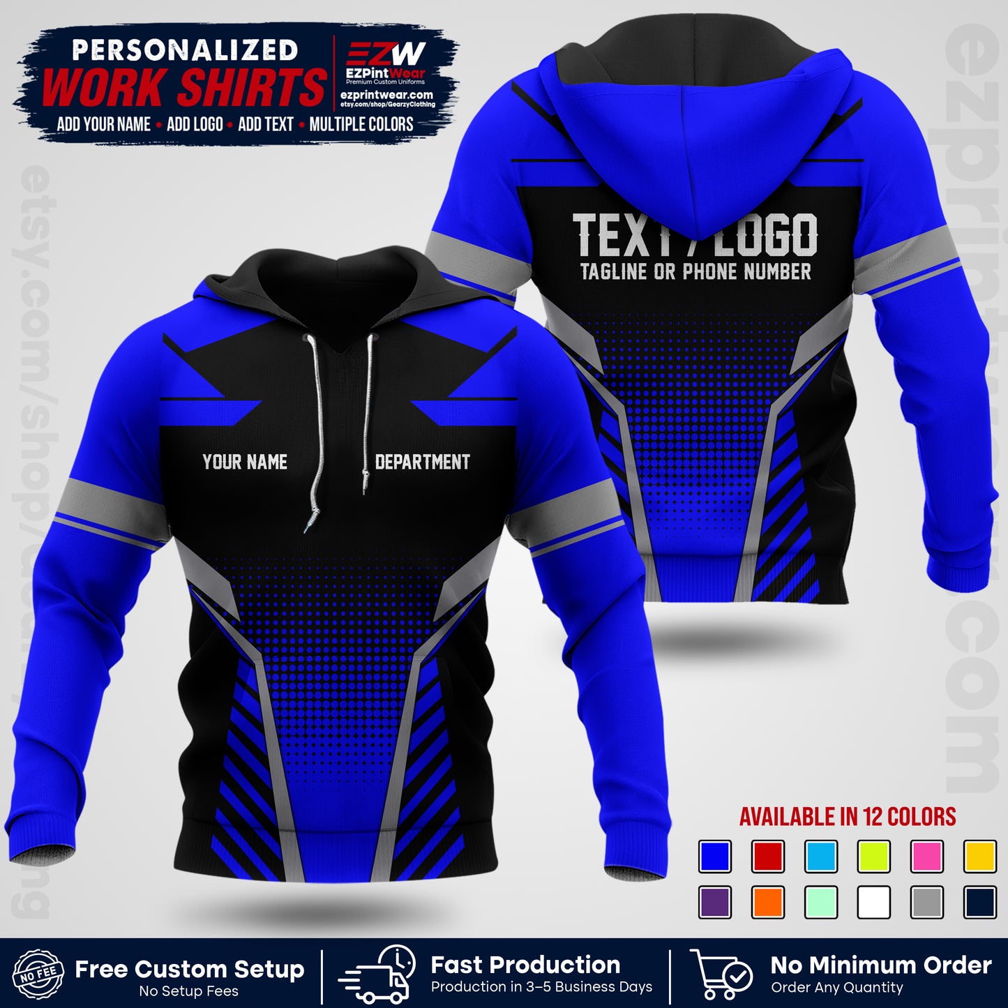 Custom All Over Print Work Uniform Shirt with Name, Logo & Text | Custom Hawaiian Shirt | Company Shirt | Employee Uniform UNF06