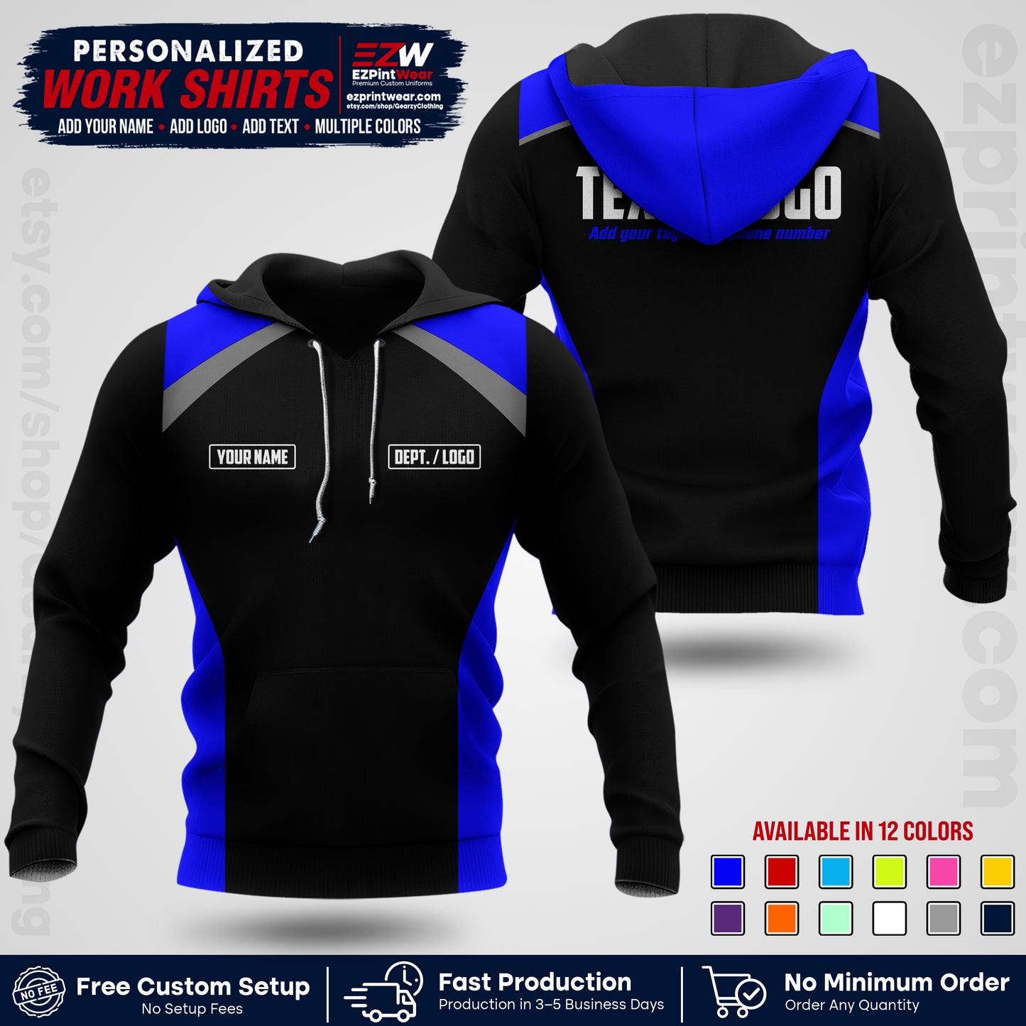 Custom All Over Print Work Uniform Shirt with Name, Logo & Text | Custom Hawaiian Shirt | Company Shirt | Employee Uniform UNF04