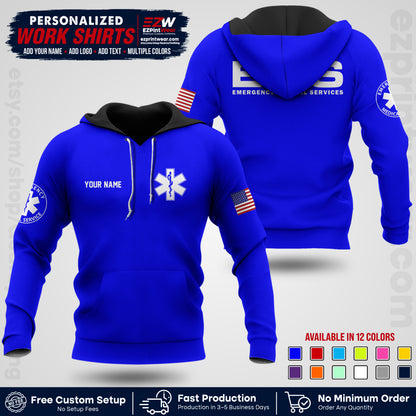 Custom EMS Shirt with Name, Logo & Text | EMS Team Uniform | First Responder Workwear EMSU01