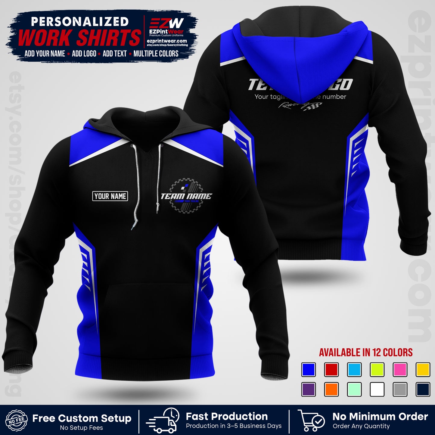 Custom Racing Shirt with Name, Logo & Text | Race Team Uniform | Crew Apparel RC07