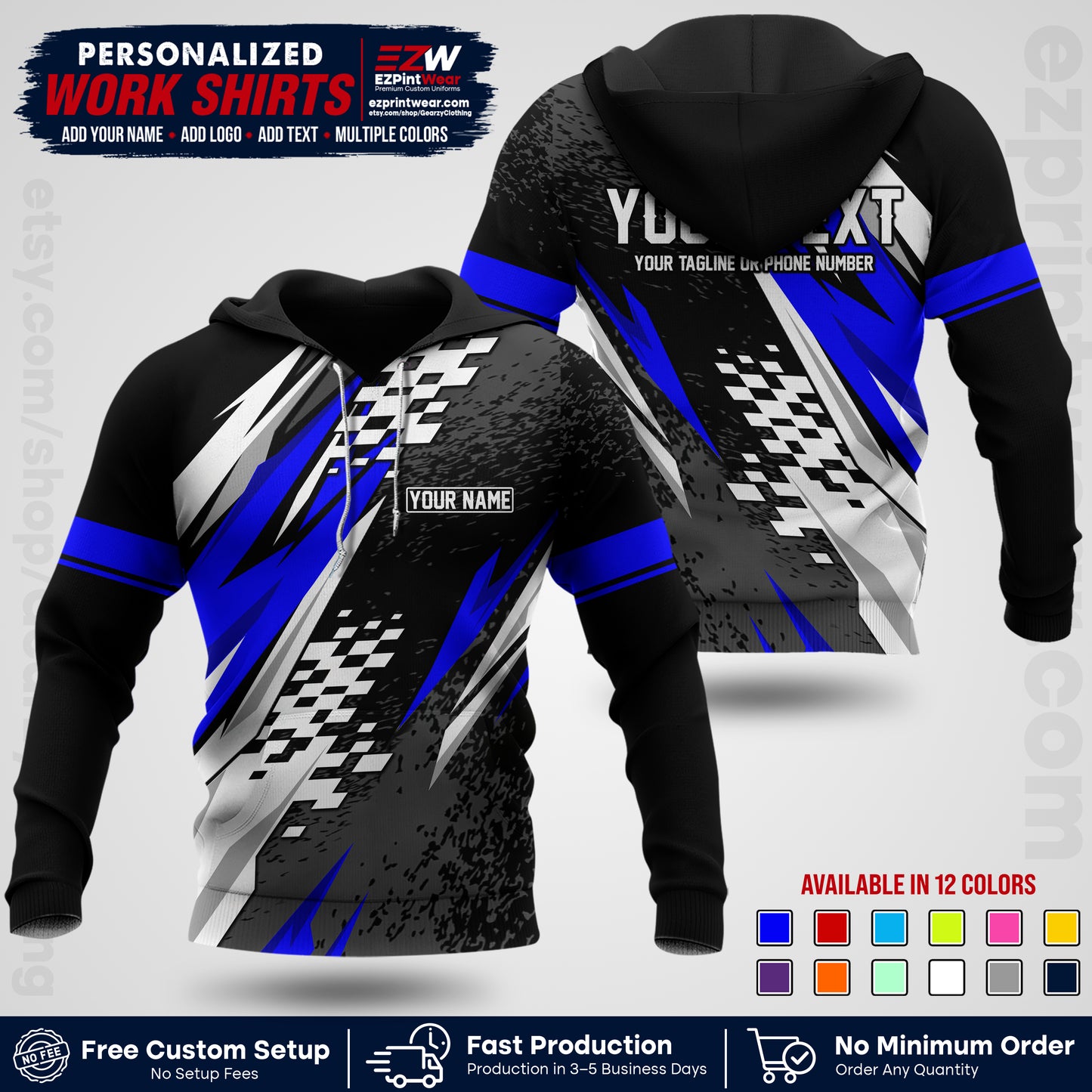 Custom Racing Shirt with Name, Logo & Text | Race Team Uniform | Crew Apparel RC03