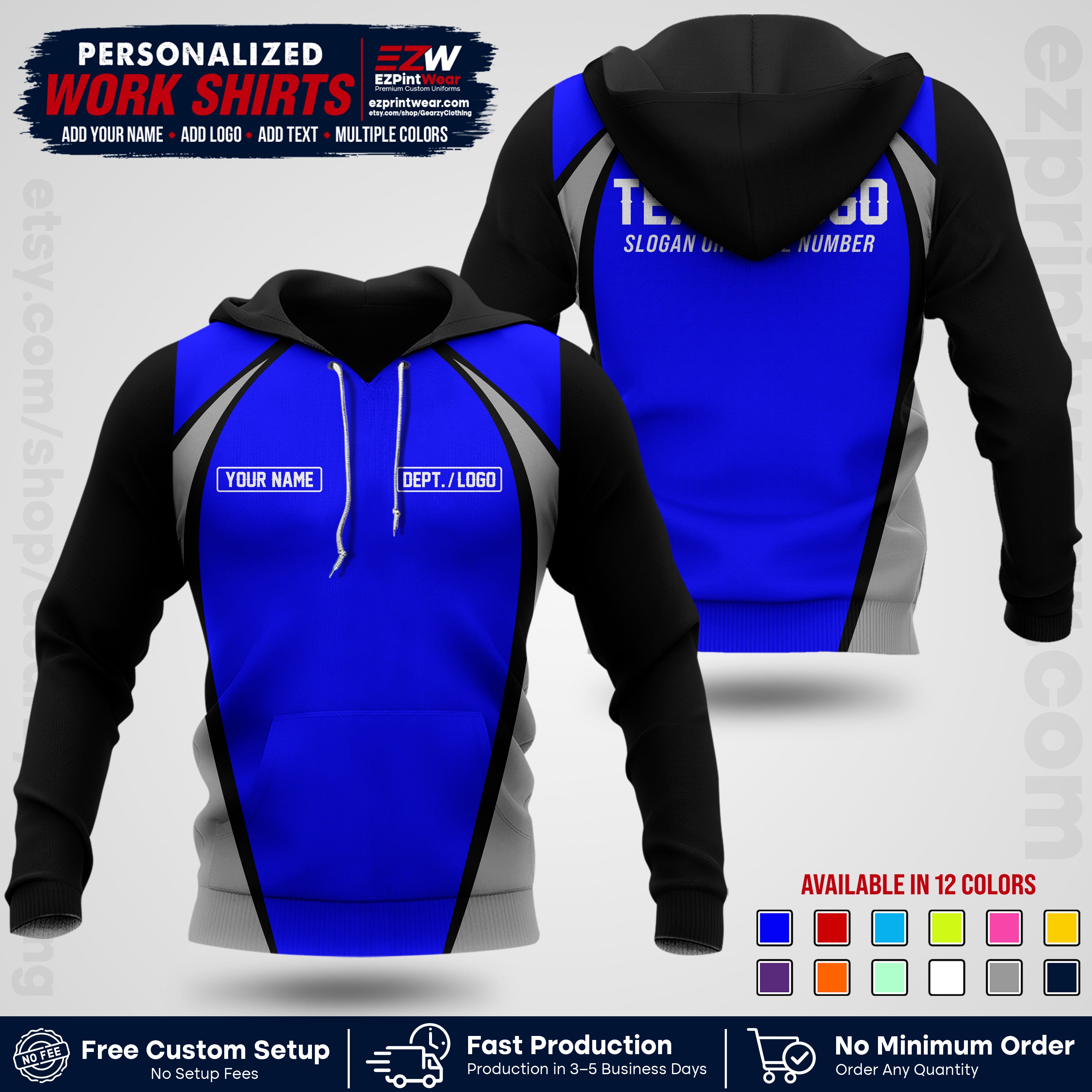 Custom All Over Print Work Uniform Shirt with Name, Logo & Text | Custom Hawaiian Shirt | Company Shirt | Employee Uniform UNF20
