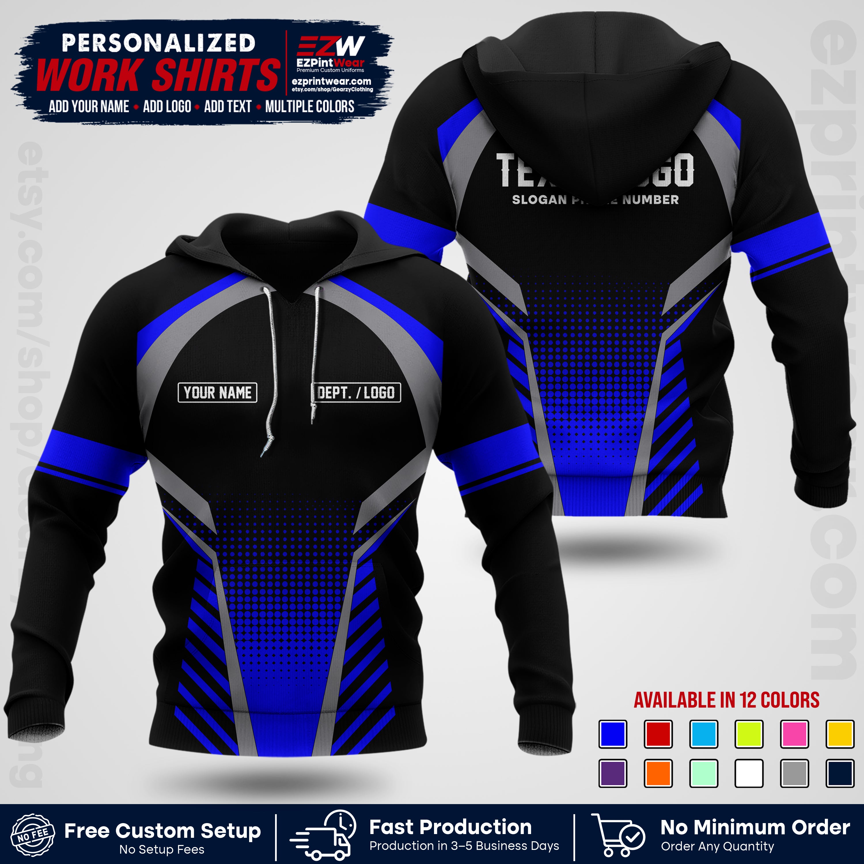 Custom All Over Print Work Uniform Shirt with Name, Logo & Text | Custom Hawaiian Shirt | Company Shirt | Employee Uniform UNF19