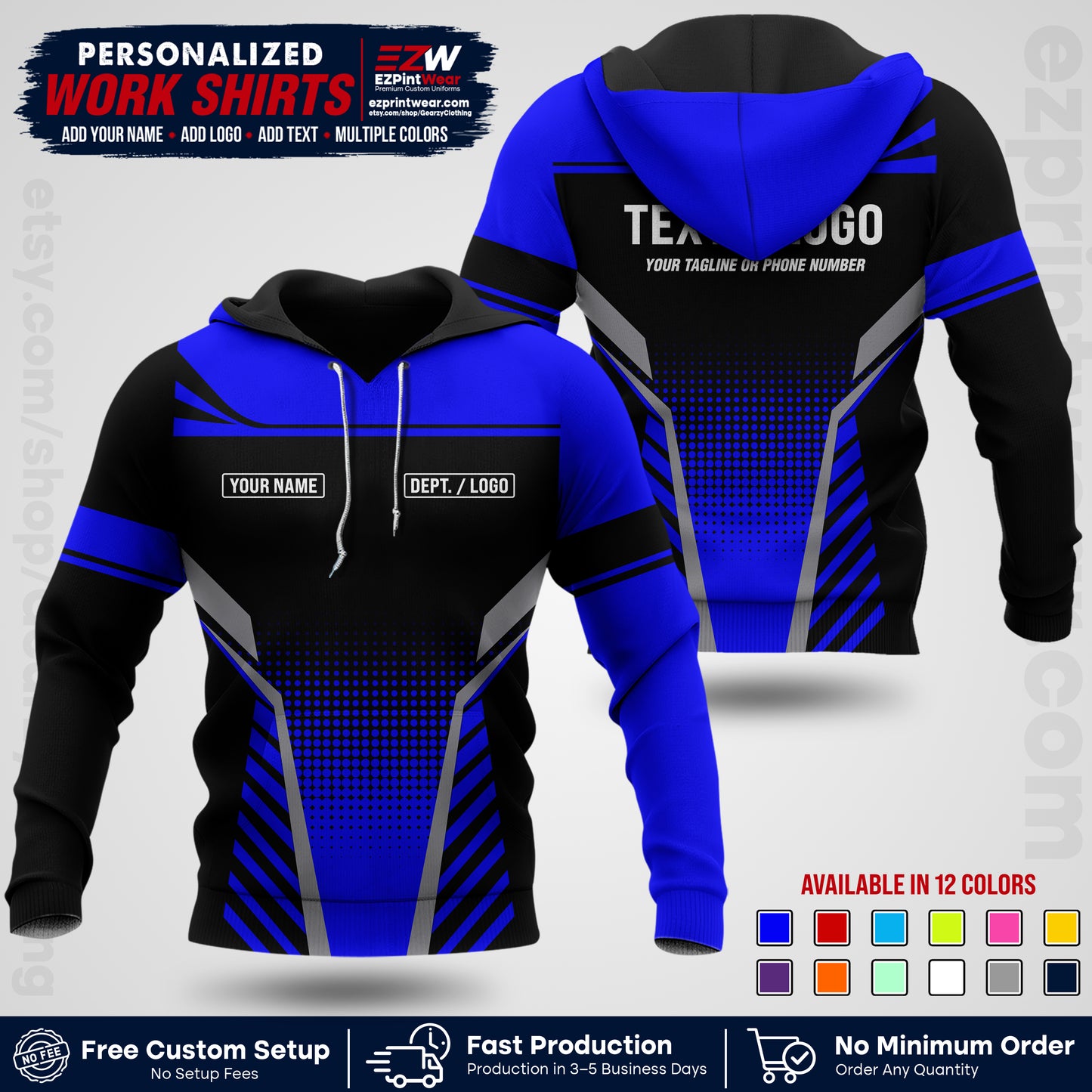 Custom All Over Print Work Uniform Shirt with Name, Logo & Text | Custom Hawaiian Shirt | Company Shirt | Employee Uniform UNF08