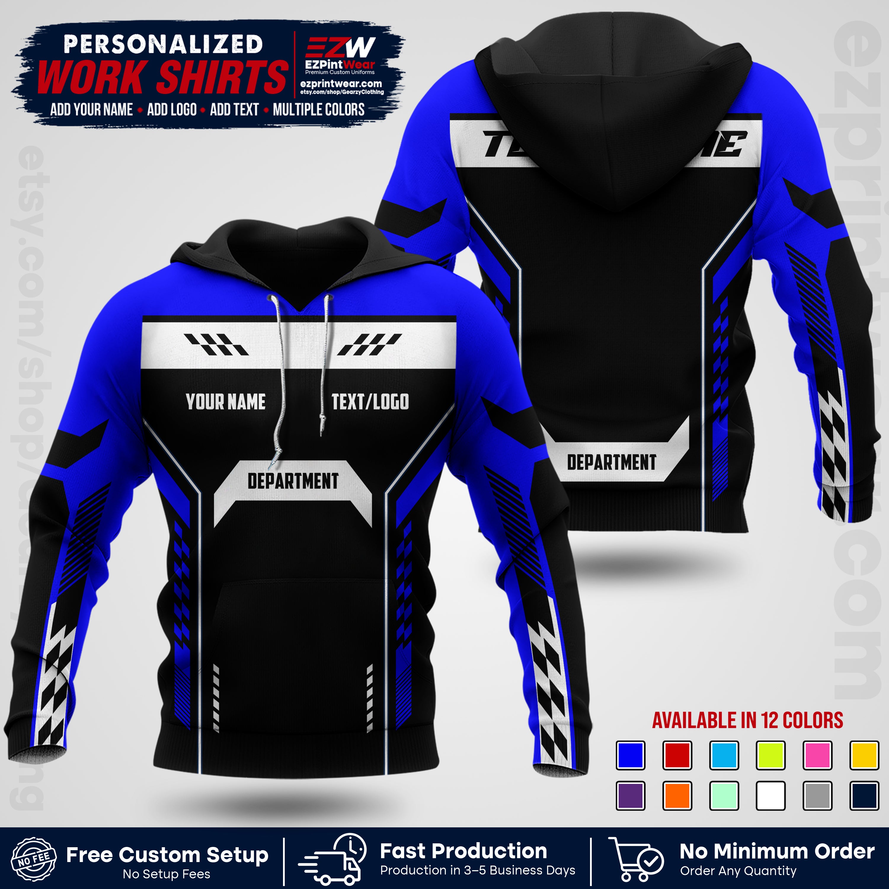 Custom All Over Print Work Uniform Shirt with Name, Logo & Text | Custom Hawaiian Shirt | Company Shirt | Employee Uniform UNF18