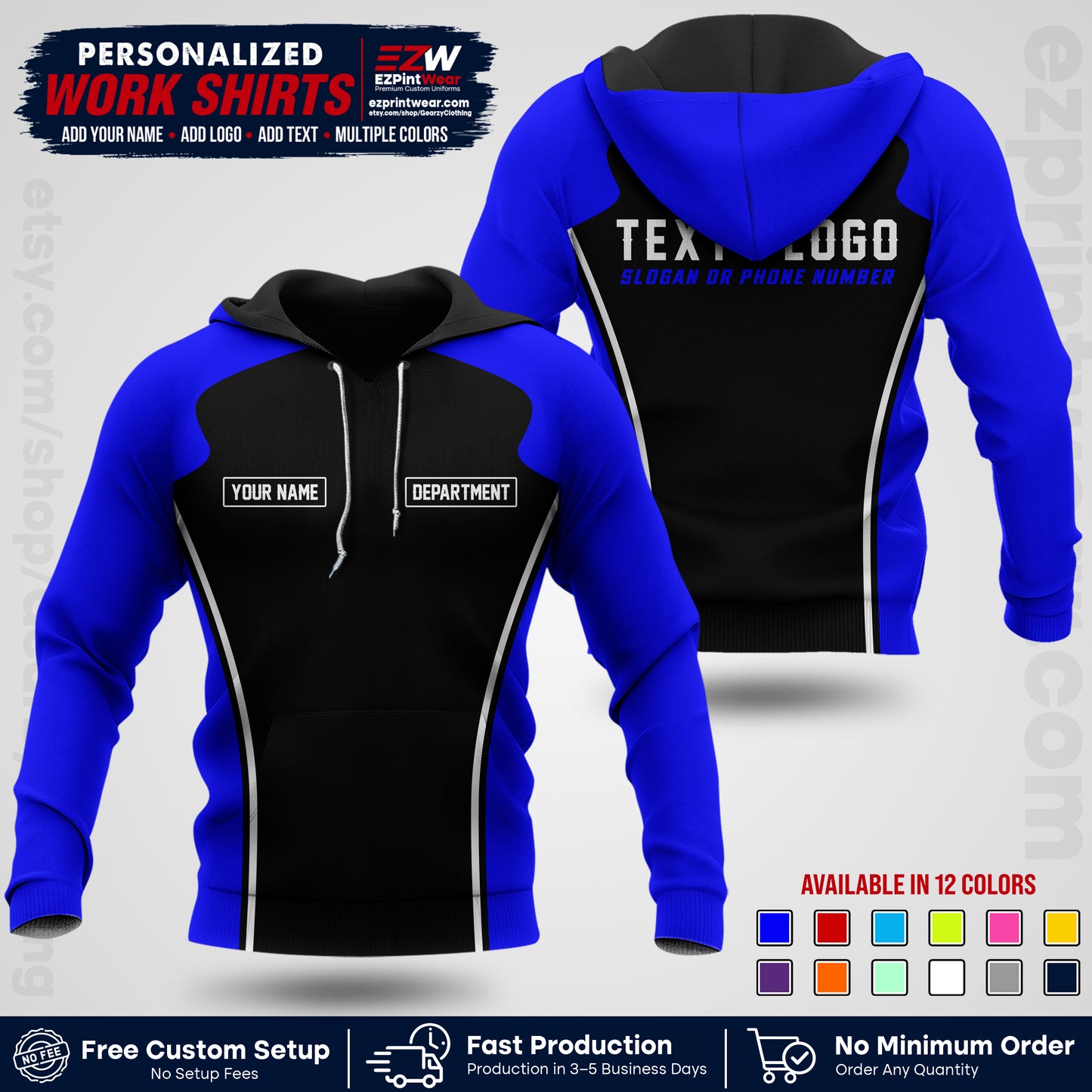 Custom All Over Print Work Uniform Shirt with Name, Logo & Text | Custom Hawaiian Shirt | Company Shirt | Employee Uniform UNF16