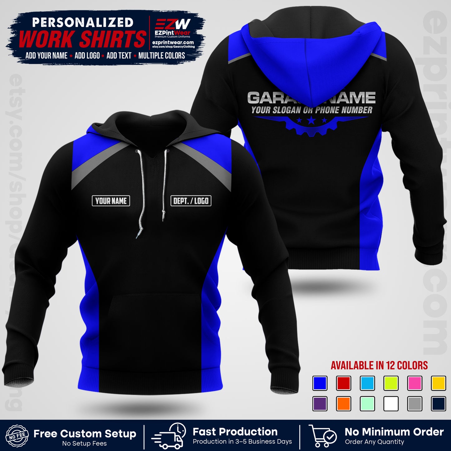 Custom Mechanic Work Shirt with Name, Logo & Text | Auto Shop Uniform | Workwear MCN 06