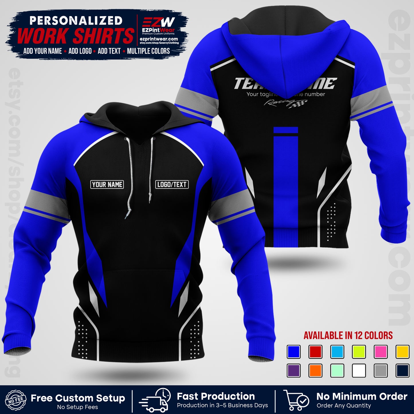 Custom Racing Shirt with Name, Logo & Text | Race Team Uniform | Crew Apparel RC06
