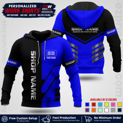 Custom All Over Print Work Uniform Shirt with Name, Logo & Text | Custom Hawaiian Shirt | Company Shirt | Employee Uniform UNF11