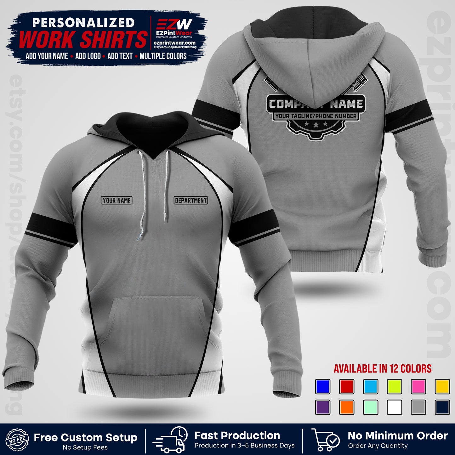 Custom Mechanic Work Shirt with Name, Logo & Text | Auto Shop Uniform | Workwear MCN 09