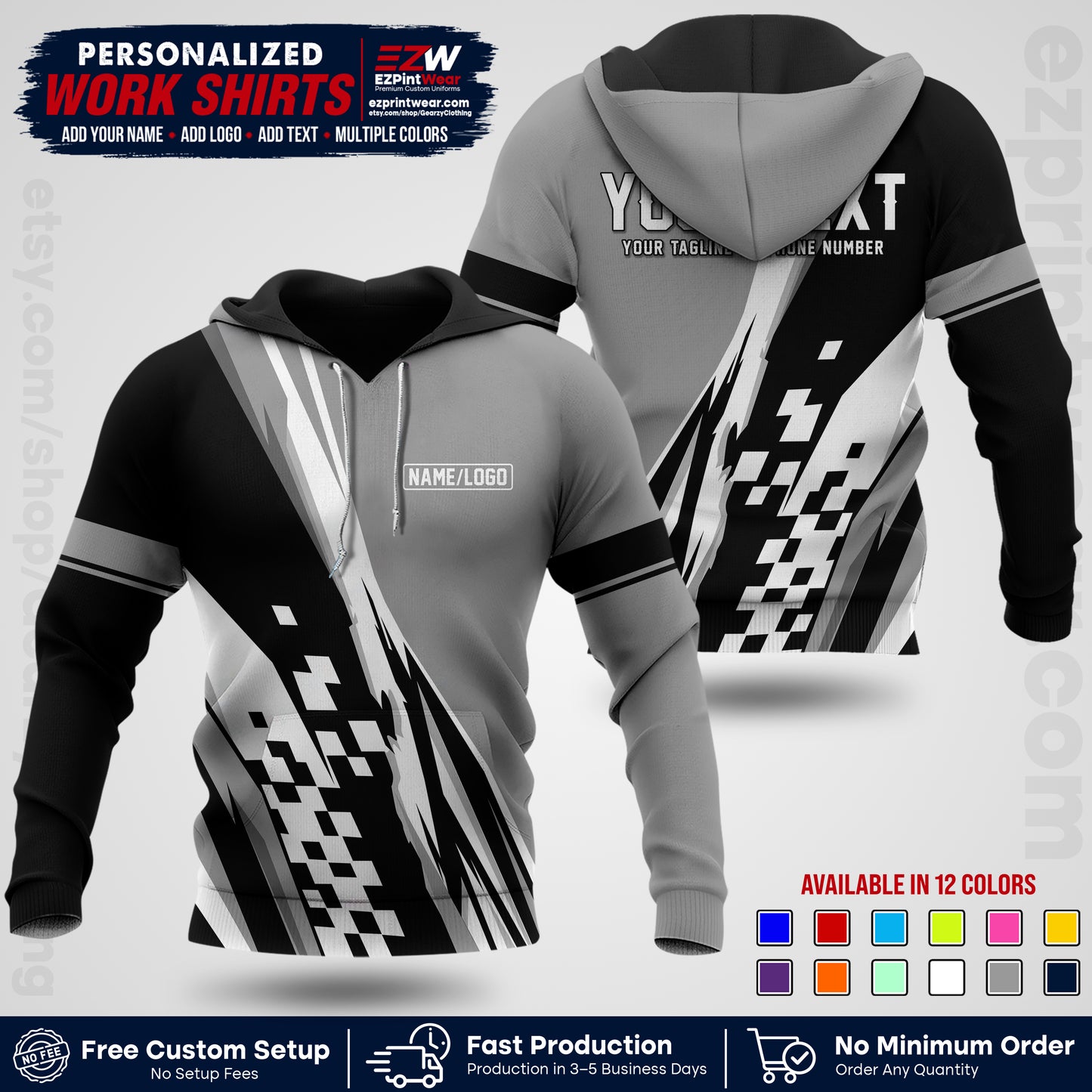 Custom Racing Shirt with Name, Logo & Text | Race Team Uniform | Crew Apparel RC04