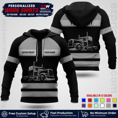 Personalized Truck Driver Workwear Uniform | Custom Safety Stripe Apparel | Non-Reflective Reflective Style Design TW02