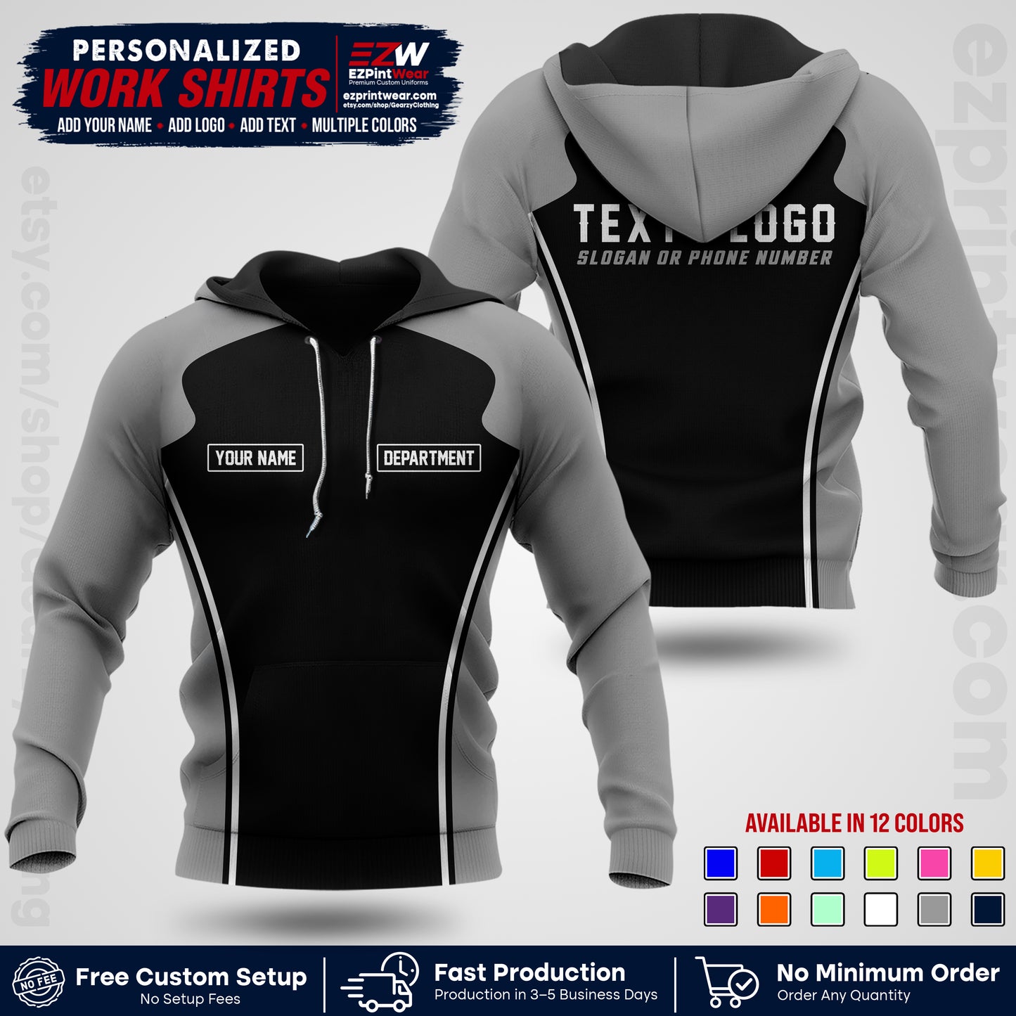 Custom All Over Print Work Uniform Shirt with Name, Logo & Text | Custom Hawaiian Shirt | Company Shirt | Employee Uniform UNF16