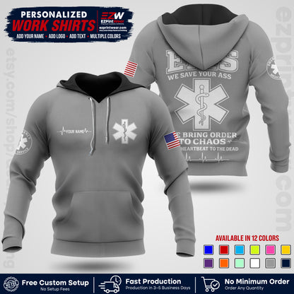 Custom EMS Shirt with Name, Logo & Text | EMS Team Uniform | First Responder Workwear EMSU05