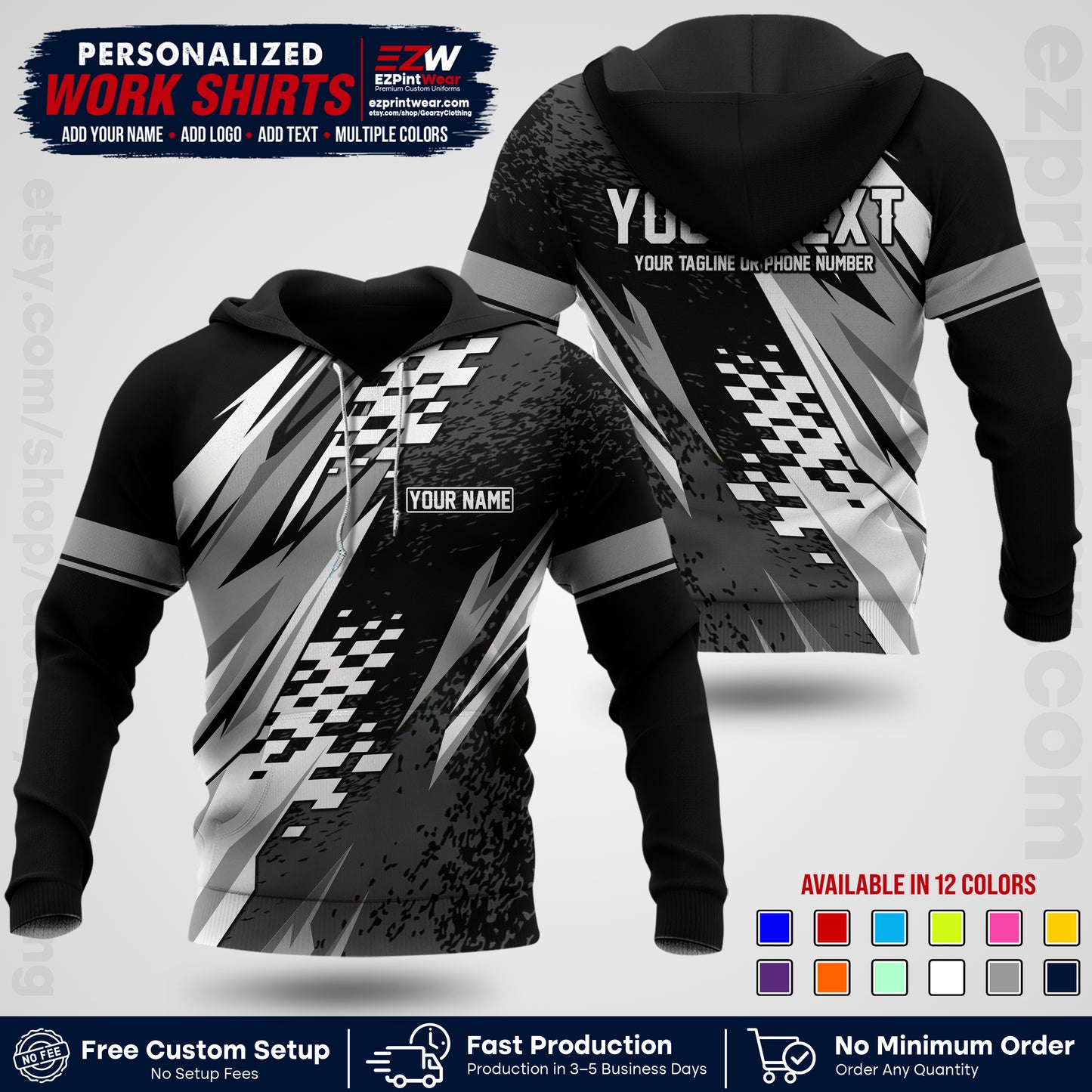 Custom Racing Shirt with Name, Logo & Text | Race Team Uniform | Crew Apparel RC03