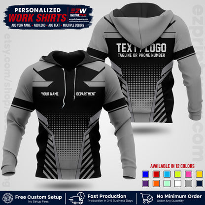 Custom All Over Print Work Uniform Shirt with Name, Logo & Text | Custom Hawaiian Shirt | Company Shirt | Employee Uniform UNF06