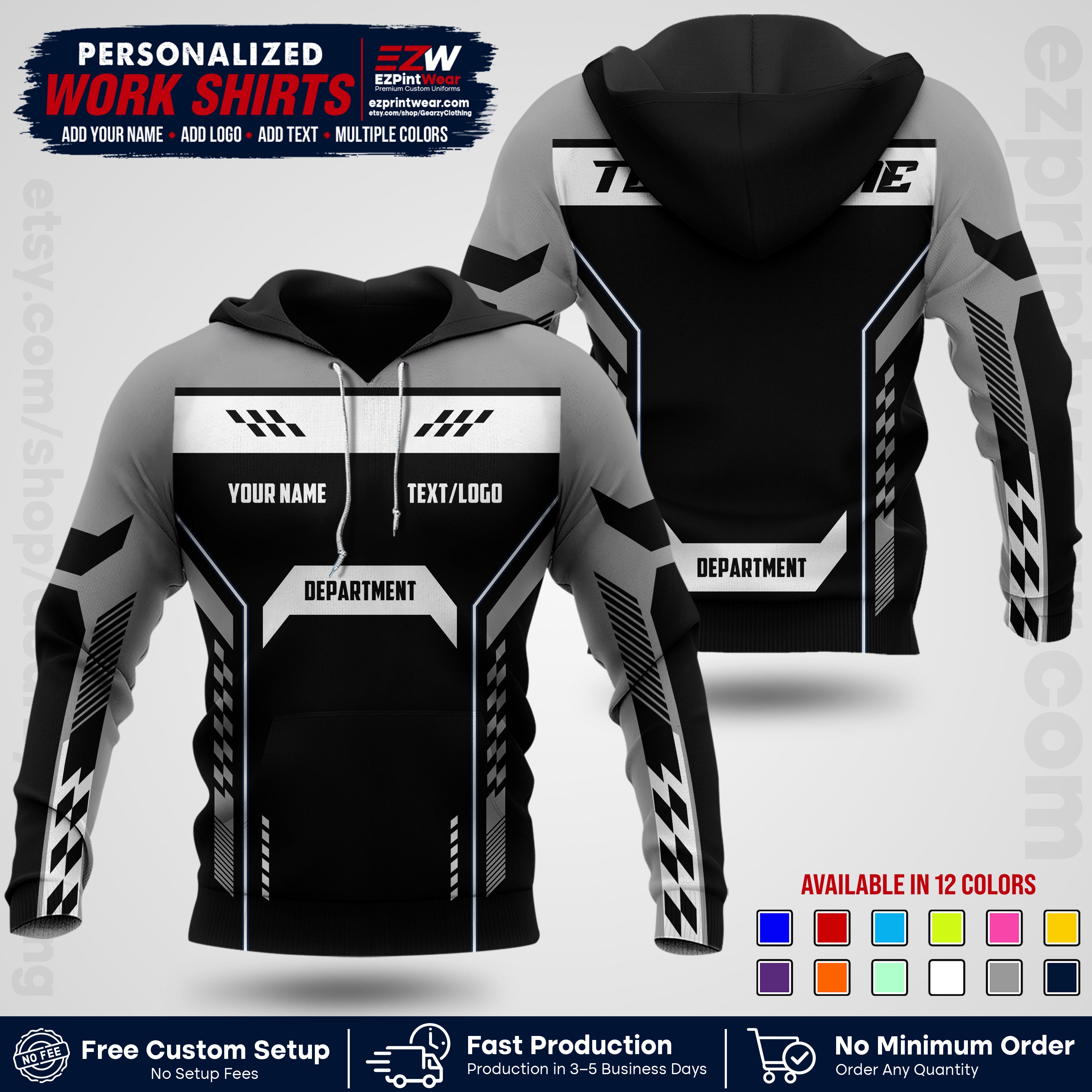 Custom All Over Print Work Uniform Shirt with Name, Logo & Text | Custom Hawaiian Shirt | Company Shirt | Employee Uniform UNF18