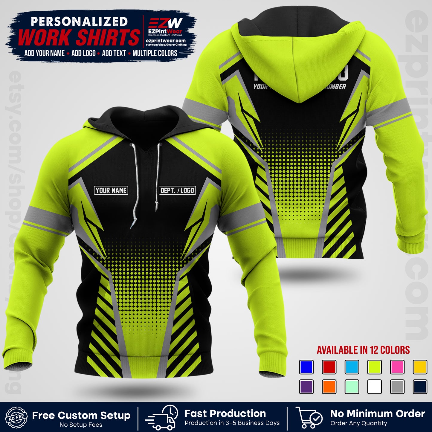 Custom All Over Print Work Uniform Shirt with Name, Logo & Text | Custom Hawaiian Shirt | Company Shirt | Employee Uniform UNF13
