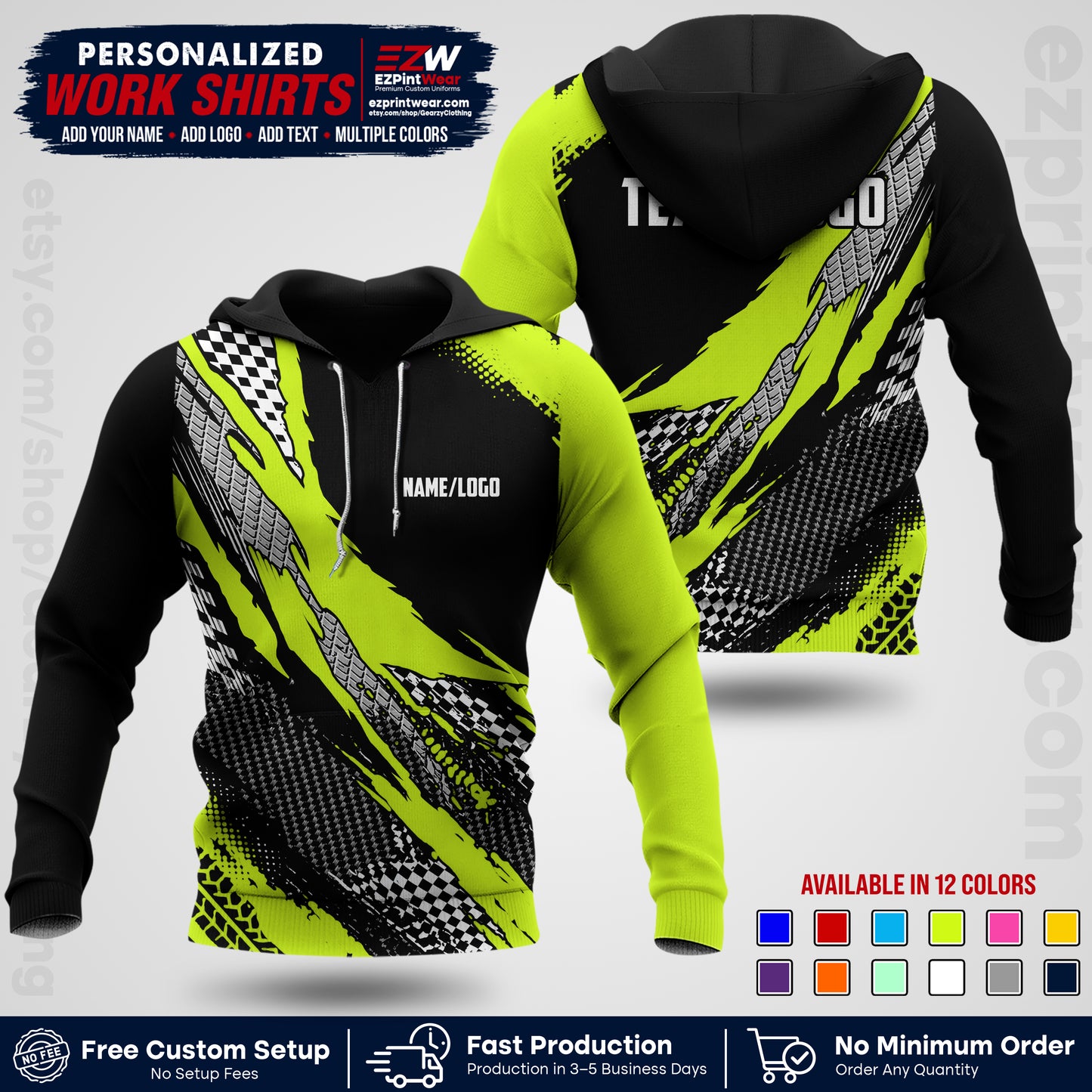Custom Racing Shirt with Name, Logo & Text | Race Team Uniform | Crew Apparel RC05