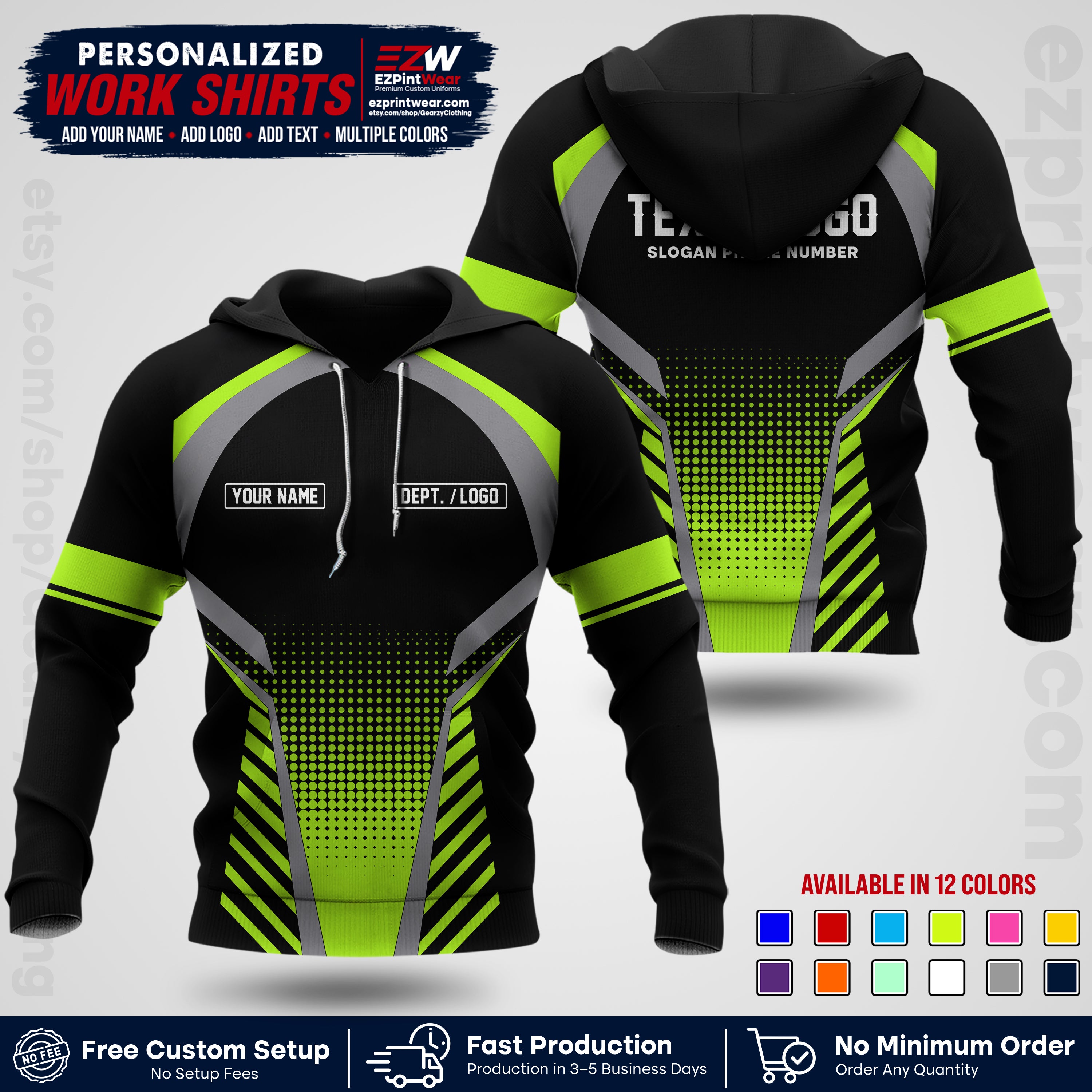 Custom All Over Print Work Uniform Shirt with Name, Logo & Text | Custom Hawaiian Shirt | Company Shirt | Employee Uniform UNF19