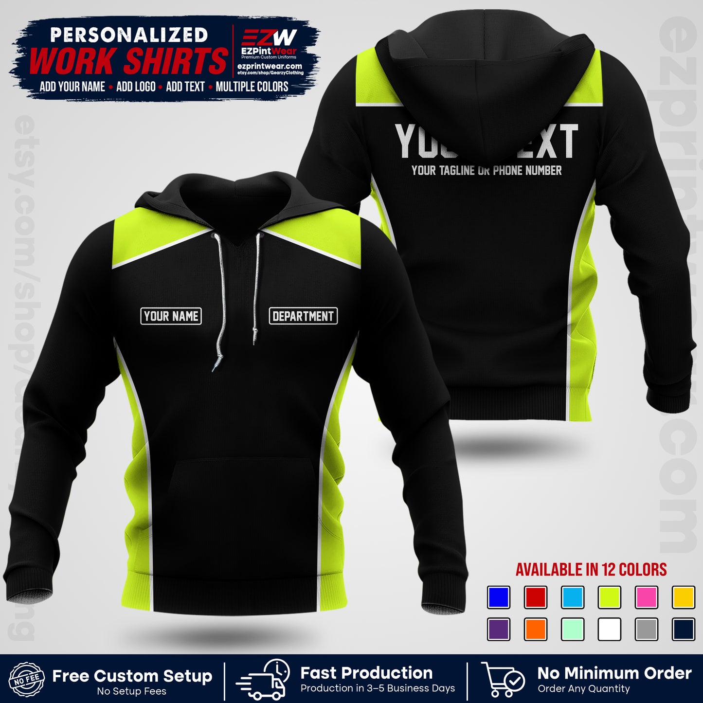 Custom All Over Print Work Uniform Shirt with Name, Logo & Text | Custom Hawaiian Shirt | Company Shirt | Employee Uniform UNF12