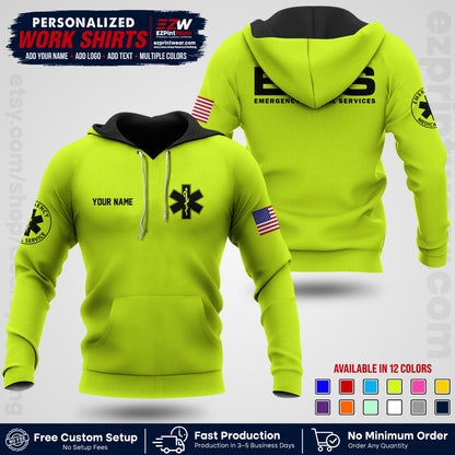Custom EMS Shirt with Name, Logo & Text | EMS Team Uniform | First Responder Workwear EMSU01