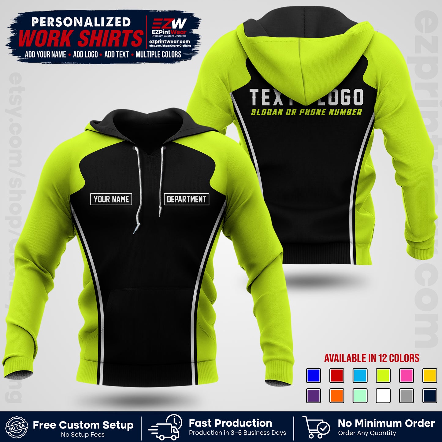 Custom All Over Print Work Uniform Shirt with Name, Logo & Text | Custom Hawaiian Shirt | Company Shirt | Employee Uniform UNF16