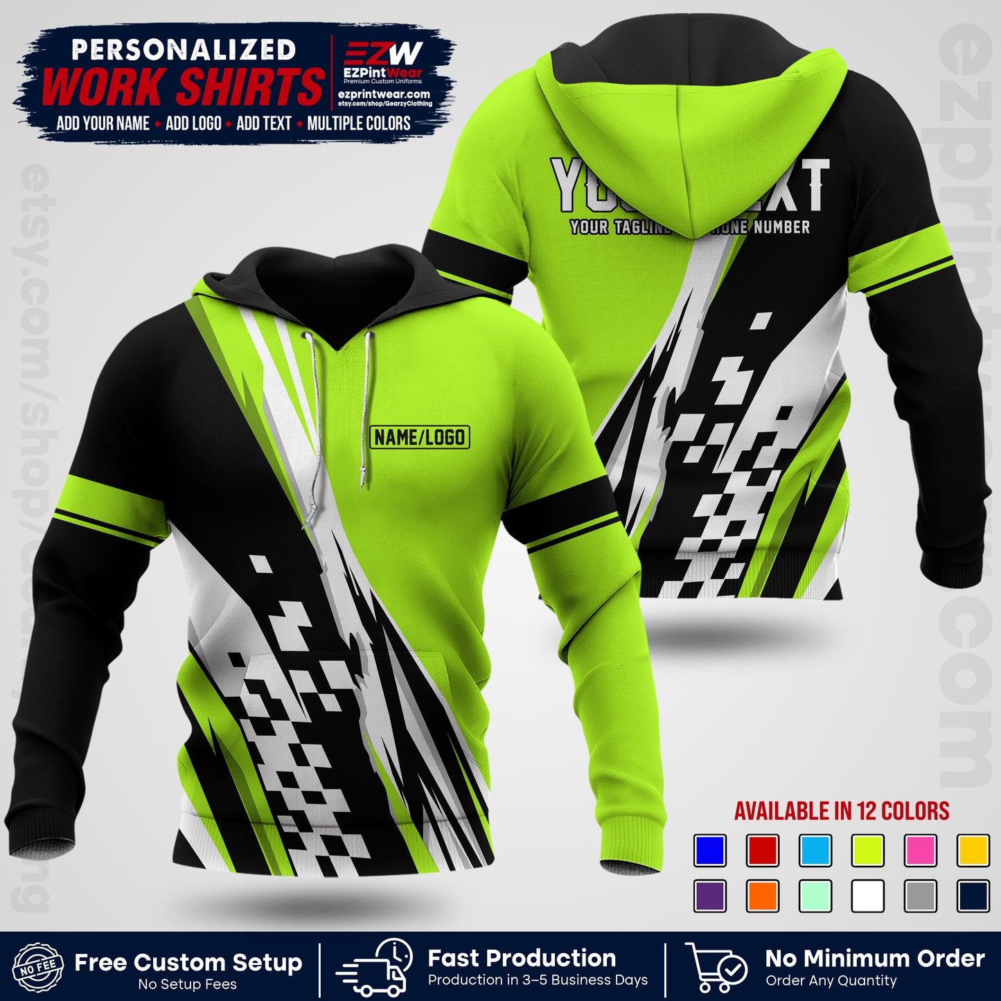 Custom Racing Shirt with Name, Logo & Text | Race Team Uniform | Crew Apparel RC04