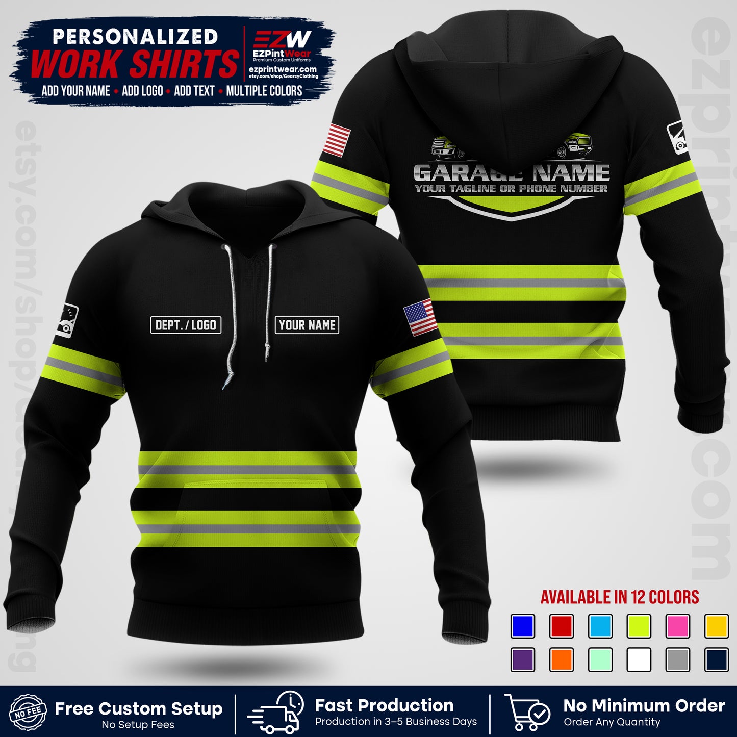 Custom Towing Workwear Uniform | Personalized Tow Truck Shirt | Non-Reflective Safety Stripe Apparel | Custom Towing Shirt | Tow Truck Apparel TW03
