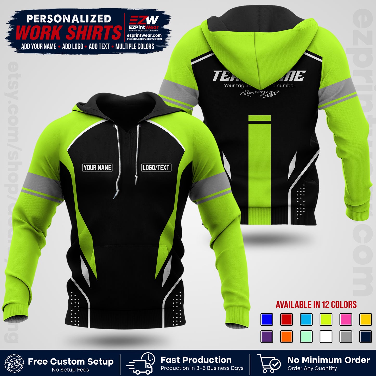 Custom Racing Shirt with Name, Logo & Text | Race Team Uniform | Crew Apparel RC06