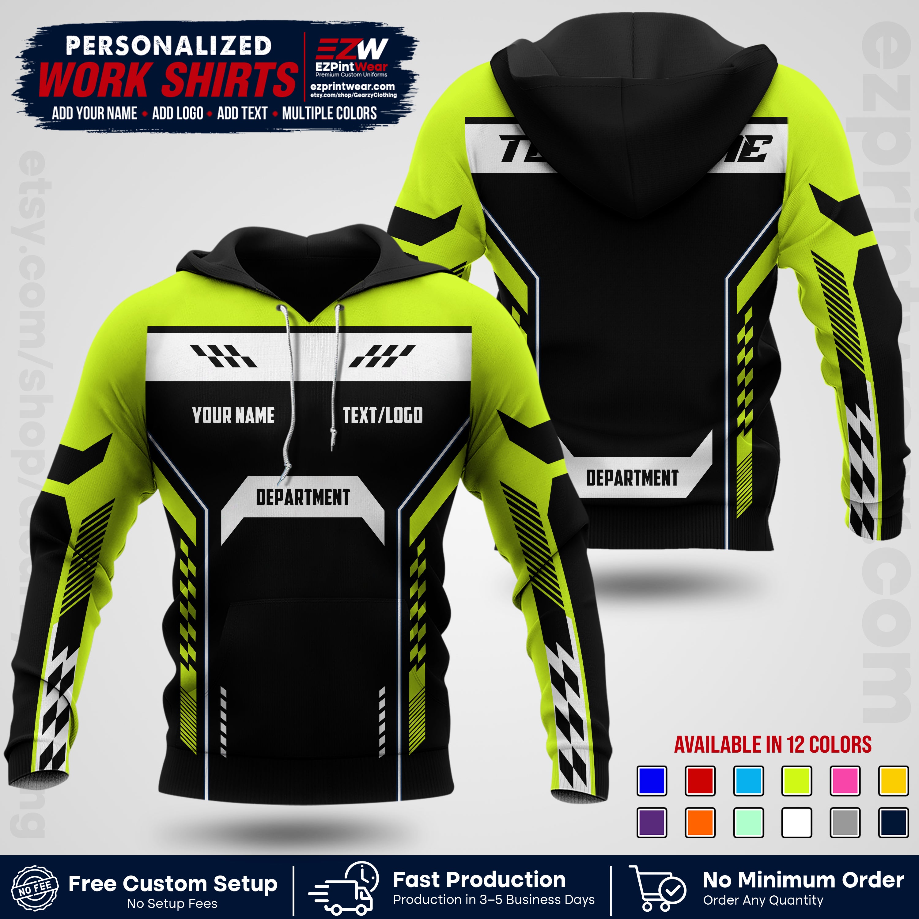 Custom All Over Print Work Uniform Shirt with Name, Logo & Text | Custom Hawaiian Shirt | Company Shirt | Employee Uniform UNF18