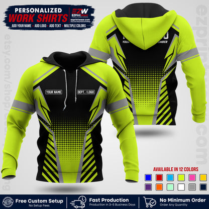 Custom All Over Print Work Uniform Shirt with Name, Logo & Text | Custom Hawaiian Shirt | Company Shirt | Employee Uniform UNF14