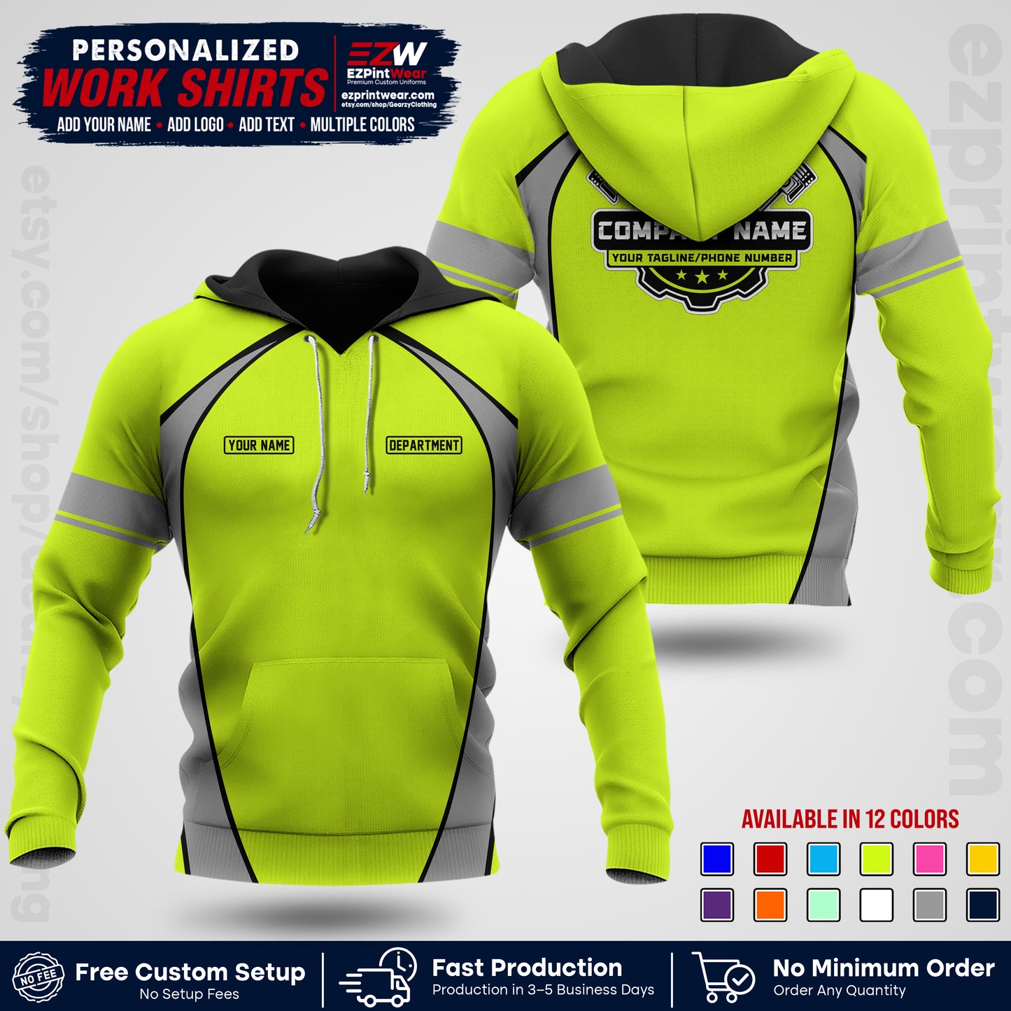 Custom Mechanic Work Shirt with Name, Logo & Text | Auto Shop Uniform | Workwear MCN 09