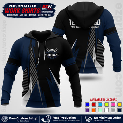 Custom Mechanic Work Shirt with Name, Logo & Text | Auto Shop Uniform | Workwear MCN 01