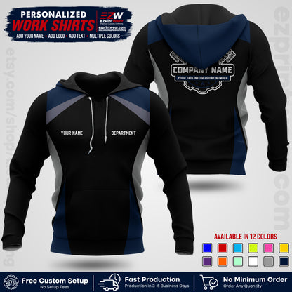 Custom Mechanic Work Shirt with Name, Logo & Text | Auto Shop Uniform | Workwear MCN 08
